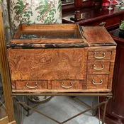 Antique Japanese Burled Walnut Keyaki Hibachi 29x16x17.5