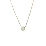 14k Chrysophase Diamond Halo Necklace