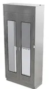 18″D X 42″W X 92″H, Scope Cabinet, Flat Top, Glass hinged doors, Standard Handles, 11 Scope Hangers