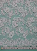 Alencon Lace, 2 Flower Cluster Design, 2 Scallop Borders, 49″ wide, White