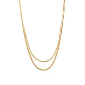 3 & 5mm Snake Chain Layer Necklace - Gold