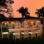 11 Piece Teak Wood West Palm Patio Dining Set including Oval Double Extension Table & 10 Side Chairs