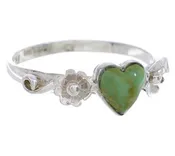 Authentic Silver Turquoise Flower Heart Ring Size 6-1/4 UX34980