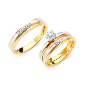 0.25 Carat Diamond Three-Piece High-Polish Wedding Ring in 14K Two-Tone Gold