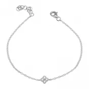 14k White Gold Diamond Clover Bracelet