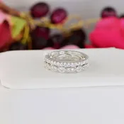 1.4ct Art Deco & Full Eternity Wedding Band Stack Promise Ring Diamond Simulated 925 Sterling Silver Anniversary Ring SKU:00191