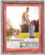 BarnwoodUSA Farmhouse Style Rustic Picture Frame Signature Molding 100% Reclaimed Wood Rustic Rustic Red/Gray