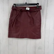 00 belted vegan leather mini skirt