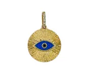 14k 0.02cttw Yellow Gold Diamond Evil Eye Round Pendant