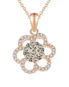 14K Rose Gold Diamond Flower Cluster Pendant, 1/4 CTW – White & Fancy Brown Diamonds