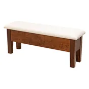 48" Cherry Wood Upholstered Shaker Heavy Leg Bench with Storage | MC