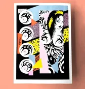 TRIBAL GIRL: Fuzzy Flocked Risograph by Linnea Pastel | ODDITIES PRINTS