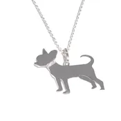 Chihuahua New Sterling Silver Rhodium Plated Pendant with Glitter Collar