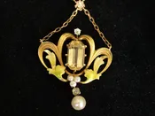 14k Yellow Gold Necklace , With Quartz – citrine , Diamond
