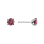 14K White Gold 4-Prong Pink Tourmaline Stud Earrings