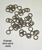 15 gauge stainless steel spiral jump rings 8mm – 50pcs