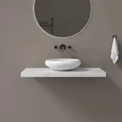 Aquamoon 1153 White Modern Round Vessel Solid Surface Sink 15.75 X 15.75 X 4.5