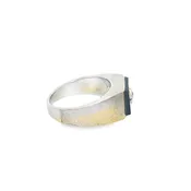 10K White Gold Gents Ring with Black Enamel & Natural Diamond