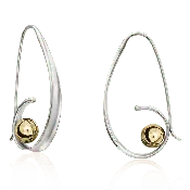 14K Yellow Gold and Sterling Silver Crosswind Earrings