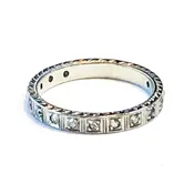 Art Deco Diamond Eternity Band - Platinum Engraved Wedding Ring, 1930s Size 5.25