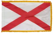 Alabama State Flag 3×5 ft. Nylon with Pole Sleeve and Gold Fringe for Parades, and Indoor Display