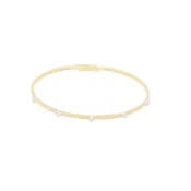 14k Ribbed Oval Cuff Bracelet with 5 small Natural Diamonds
