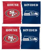 49ers vs Seahawks House Divided Flag 2 Sided 3x5