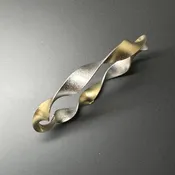 Gold and Silver Ribbon Bangle Bracelet