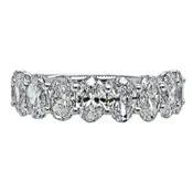 1/2 Way 9 Stone Oval Shape Shared prong Set Buttercup Style Diamond Wedding Band