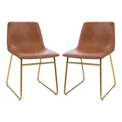 18 Inch Commercial Grade Dining Table Height Chair, Mid-Back Sled Base Dining Chair in LeatherSoft Upholstery, Set of 2