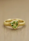 Apple Green Tourmaline Fluted Trillion Ring  1.06ct 6.8mm