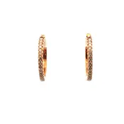 14K Rose Gold Diamond Hoop Earrings