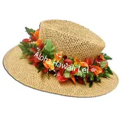 Bougainvilla/Hibiscus Headband, Red/Orange