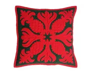 18" Hawaiian Quilt Christmas Pillow Slip - Red on Green Pineapple