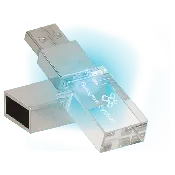 8GB Glass USB Flash Drive with White LED Light & Presentation Box
