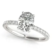 14K White Gold Hidden Halo Diamond Band Oval Diamond Engagement Ring