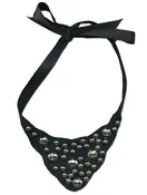 Black Bib Choker Hematite Stones Necklace