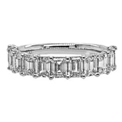 1/2 Way 11 Stone Emerald Cut Shared prong Set Buttercup Style Diamond Wedding Band