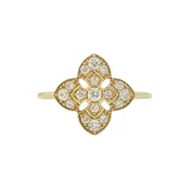 14k 0.25cttw Yellow Gold Diamond Clover Solitaire Ring