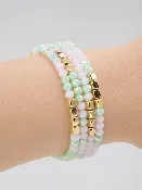 Beaded Bracelet Stack - Sage Blush