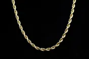 10K YELLOW GOLD HOLLOW ROPE CHAIN NECKLACE 26"