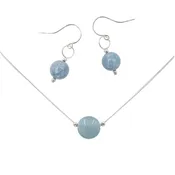 Aquamarine Solitaires ~ Necklace & Earrings Set