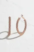 40mm Crystal Paved Metal Clasp Hoops