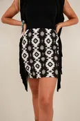 Aztec Fringe Mini Skirt
