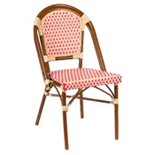Aluminum Bamboo Chair With Red & Cream Rattan