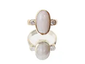 14k Gold Bezel Set Opal & Diamond Ring