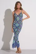 Aleki Crochet Midi Dress Blue Multi