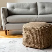 18 Natural Jute Blend Cube Pouf Ottoman