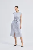 Back Cut Out Linen Dress -COL