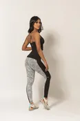 Checkerboard White & Black Leggings with Side Pockets | Twodiamondfit